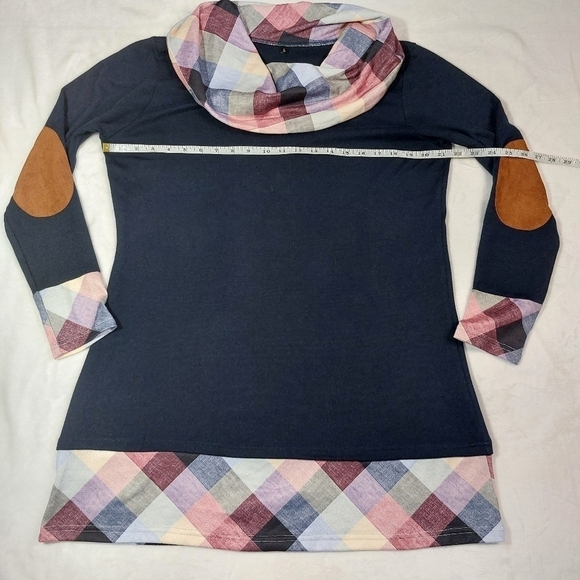 Unbranded Navy Cowl Neck Top Size Large - Picture 3 of 8